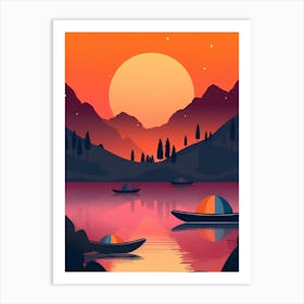 Sunset At The Lake Art Print