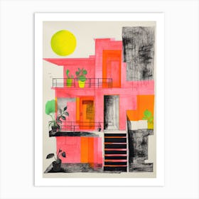 A House In Athens, Abstract Risograph Style 4 Art Print