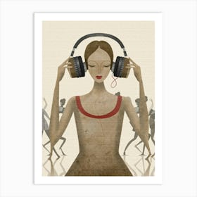 Woman Listening To Music 10 Art Print