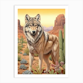 Honshu Wolf Desert Scenery 2 Art Print