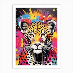 Vivid Paint Splash Leopard Art Print