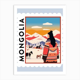 Mongolia 2 Travel Stamp Poster Art Print