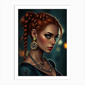 Girl With Red Hair Art Print