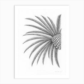 Overlooking Palm Tree Leaves Line Art Drawing Art Print