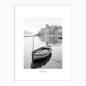 Poster Of Cefalu, Italy, Black And White Photo 3 Art Print