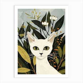 White Cat In The Forest 4 Art Print