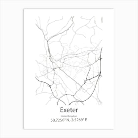 Exeter,United Kingdom Minimalist Map Art Print