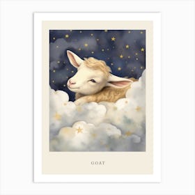 Sleeping Baby Goat Nursery Poster Art Print