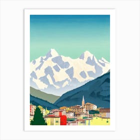 Cervinia, Italy Midcentury Vintage Skiing Poster Art Print