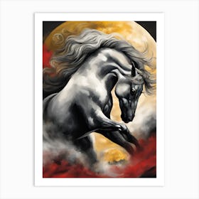 Horse In The Moonlight 2 Art Print