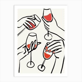Wine Glass Art Red Print Art Print
