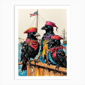 Pirate Crows Art Print