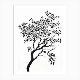 Peach Tree Simple Geometric Nature Stencil 3 Art Print
