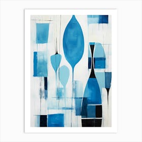 blue mid century art Art Print