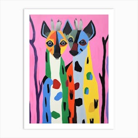 Colourful Kids Animal Art Hyena Art Print