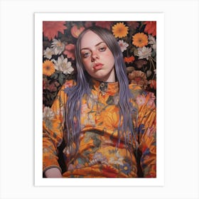 Billie Eilish Floral Kitsch 3 Art Print