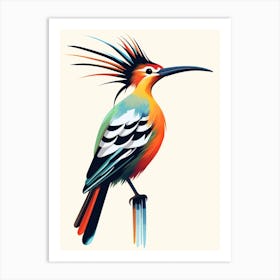 Colourful Geometric Bird Hoopoe 3 Art Print