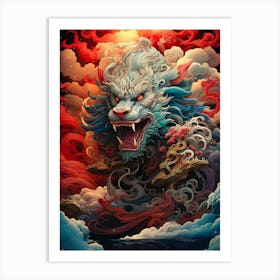 Dragon On Clouds Art Print