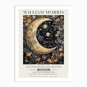 William Morris Big Moon And Stars Vintage Exhibition Art Print