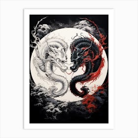 Yin And Yang Chinese Dragon Illustration 3 Art Print