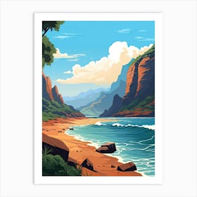 Kauai Hawaii, Usa, Flat Illustration 2 Art Print