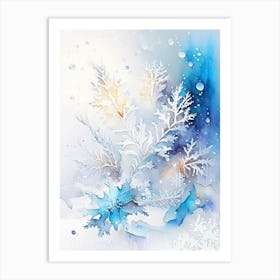 Ice, Snowflakes, Storybook Watercolours 4 Art Print
