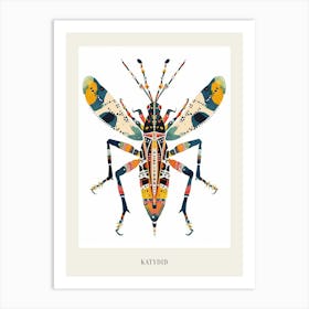 Colourful Insect Illustration Katydid 11 Poster Art Print