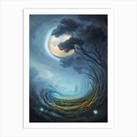Moon In The Forest Art Print