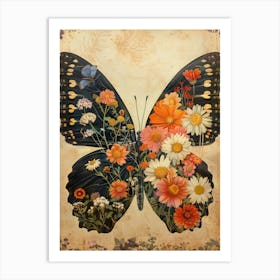 Butterfly With Flowers 6 Art Print