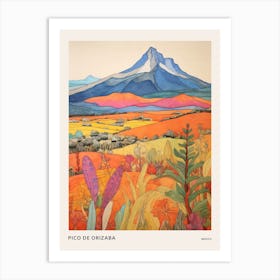 Pico De Orizaba Mexico 2 Colourful Mountain Illustration Poster Art Print