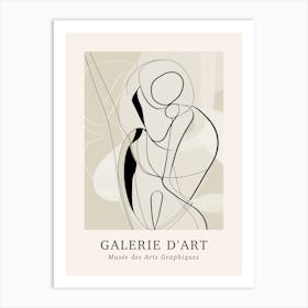 Galerie D'Art Abstract Line Art Figure Neutrals 7 Art Print