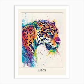 Jaguar Colourful Watercolour 3 Poster Art Print