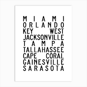 Florida Cities Art Print