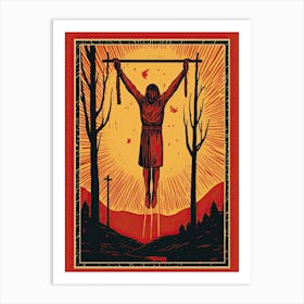 The Hanged Man Tarot Card, Vintage 3 Art Print