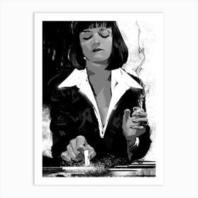 Pulp Fiction Tarantino Mia BW Art Print