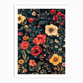 Floral Wallpaper 1 Art Print