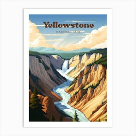 Yellowstone National Park Hiking Travel Illustration Art Print