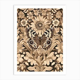 Butterflies And Flowers Inspired By William Morris Art Print