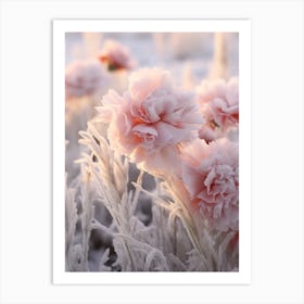 Frosty Botanical Carnation 1 Art Print