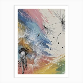 Dandelion Line Art Minimalist Art Print