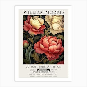 William Morris Peonies White And Red Vintage Exhibition Art Print