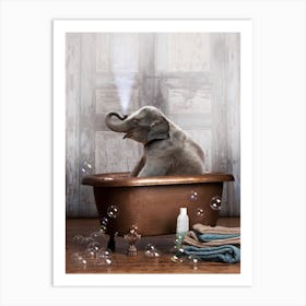 Elephant In A Bathtub Art Print