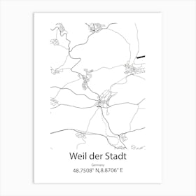 Weil Der Stadt,Germany Minimalist Map Art Print