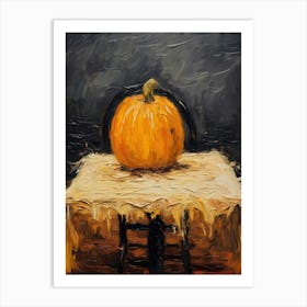 Pumpkin On Table Art Print