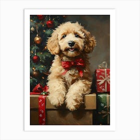 Christmas Goldendoodle 13 Art Print