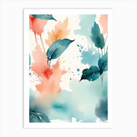 Watercolor Leaves Seamless Pattern 1 Art Print