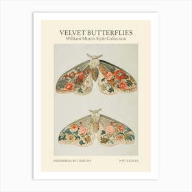 Velvet Butterflies Collection Shimmering Butterflies William Morris Style 10 Art Print