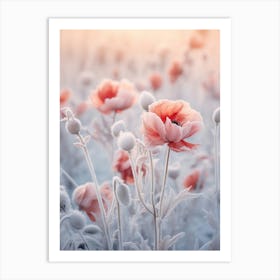 Frosty Botanical Poppy 1 Art Print