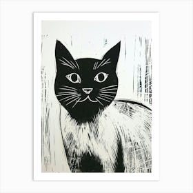 Birman Cat Linocut Blockprint 7 Art Print