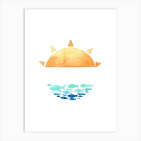 Sun And Fish Logo Art Print